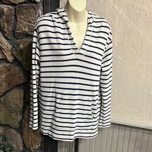 Chaps Navy and Cream Striped Hoodie